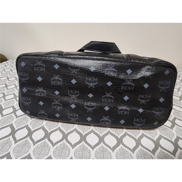 Authentic MCM Visestos Shopping Tote Bag Black/Grey - Picture 13 of 14
